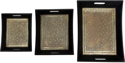 JaipurCrafts Royal Rajasthan Designer Set Of 3 Tray Set(Pack of 3)
