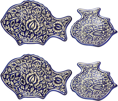 

Cafeine Blue Mughal Plate(Pack of 4)