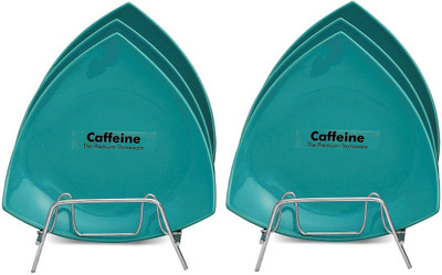 

Caffeine Handmade Glazed Triangle Plate Set(Pack of 6)