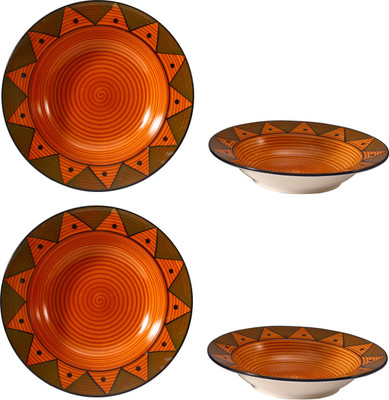 

Caffeine Biscotti Brown Trikon Plate(Pack of 4)