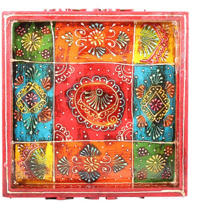 

Apkamart Hand Crafted Square Shaped Multi Color Wooden Tray - 10 Inch - for Utility and Gifts Tray