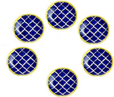 

Sunshine Half Plate Handmade ( Set of 6 )in 8 inches with Mughal Pattern in Royal Blue Colour by Sunshine Plate Set(6 Units)