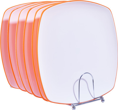 

Deseo Square Dinner Plate Acrylic, Orange, Set of 6 Plate Set(6 Units)