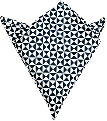 

Blacksmithh Carnival Black Printed Design Geometric Print Satin Pocket Square, Black;white