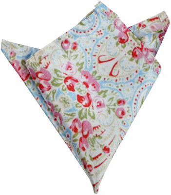 

Blacksmithh Floral Print Satin Pocket Square, Blue;multicolor