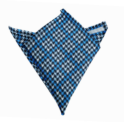 

Blacksmithh Geometric Print Satin Pocket Square, Blue