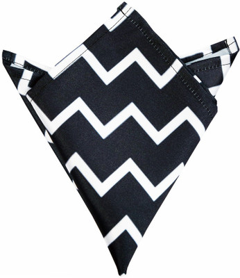 

Blacksmithh Black And White Zigzag Printed Design Animal Print Satin Pocket Square, Black;white