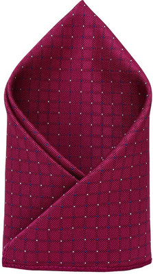 

His Honour Self Design Cotton Pocket Square, Dark pink