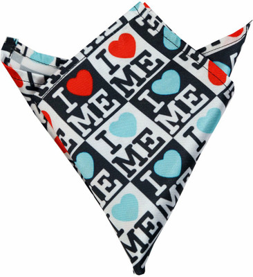 

Blacksmithh Iloveme Printed Design Graphic Print Satin Pocket Square, Black;white