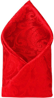 

His Honour Self Design Cotton Pocket Square, Red