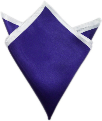 

Blacksmithh Cobalt Tipped Solid Satin Pocket Square, White