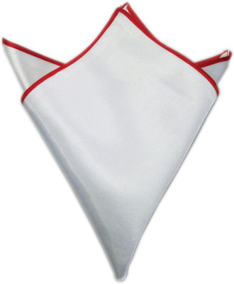 Blacksmithh Swan Tipped Red Solid Satin Pocket Square