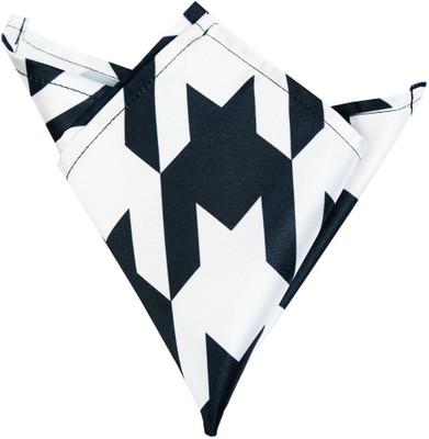 

Blacksmithh Geometric Print Satin Pocket Square, Black;white