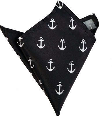 

Blacksmithh Black Anchors Printed Design Graphic Print Satin Pocket Square