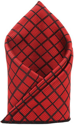 

His Honour Self Design Cotton Pocket Square, Red