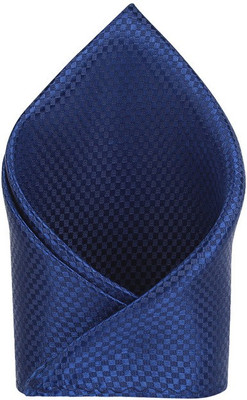 

His Honour Self Design Cotton Pocket Square, Blue