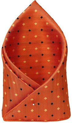 

His Honour Self Design Cotton Pocket Square, Orange