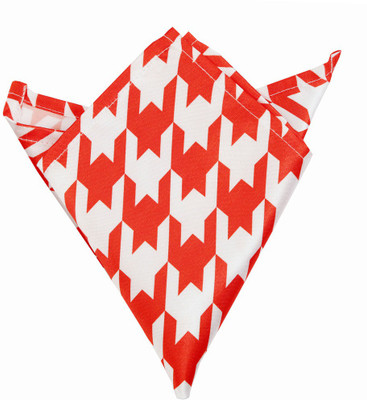 

Blacksmithh Geometric Print Satin Pocket Square, Red;white