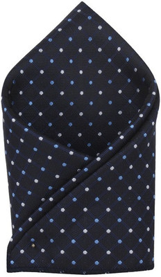 

His Honour Self Design Cotton Pocket Square, Blue