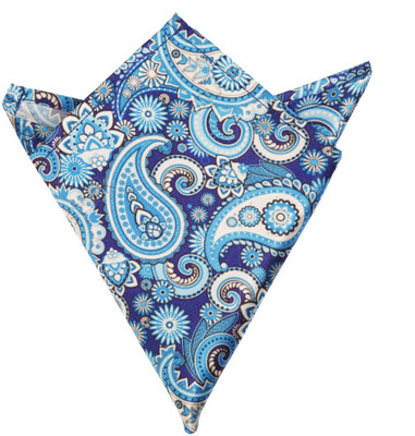 

Blacksmithh Floral Print Satin Pocket Square, Blue