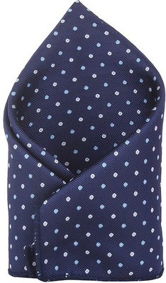 

His Honour Self Design Cotton Pocket Square, Blue