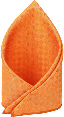 

His Honour Self Design Cotton Pocket Square, Orange