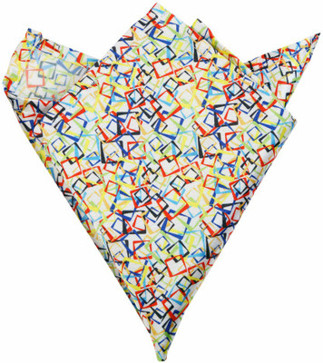 

Blacksmithh Intertwine Printed Design Geometric Print Satin Pocket Square, Multicolor