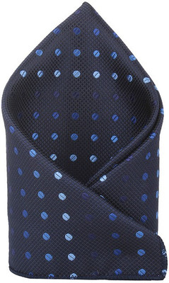 

His Honour Self Design Cotton Pocket Square, Blue