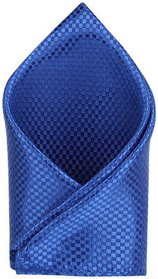 Eccellente Self Design Polyester Pocket Square, Blue