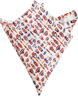

Blacksmithh Tiny Rockets Cream Printed Design Graphic Print Satin Pocket Square, Beige;multicolor