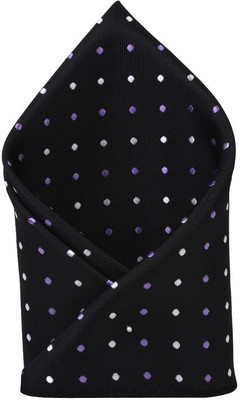 

His Honour Self Design Cotton Pocket Square, Black
