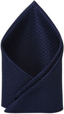 

His Honour Self Design Cotton Pocket Square, Navy blue