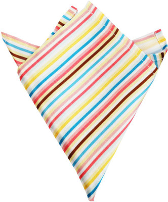 

Blacksmithh Striped Satin Pocket Square, Multicolor;pink