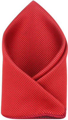 

His Honour Self Design Cotton Pocket Square, Red