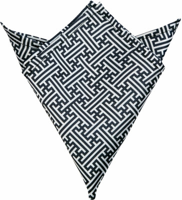 

Blacksmithh Aztec Pillars Printed Design Geometric Print Satin Pocket Square, Black;white