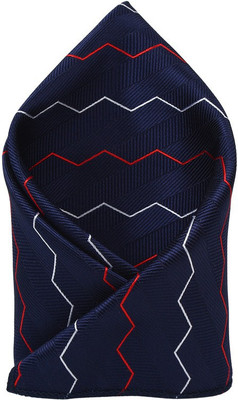 

His Honour Self Design Cotton Pocket Square, Navy blue