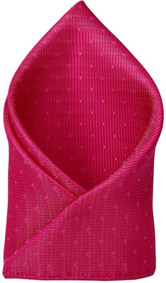 

His Honour Self Design Cotton Pocket Square, Dark pink