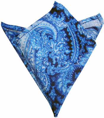 

Blacksmithh Floral Print Satin Pocket Square, Blue