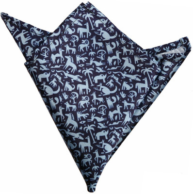 

Blacksmithh Blue Varli Printed Design Animal Print Satin Pocket Square