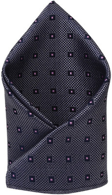 

His Honour Self Design Cotton Pocket Square, Grey