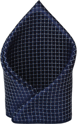 

His Honour Self Design Cotton Pocket Square, Navy blue