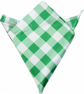 

Blacksmithh Green Checks Printed Design Checkered Satin Pocket Square, Green;white