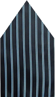Navaksha Striped Microfibre Pocket Square, Black