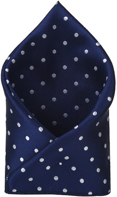 

His Honour Self Design Cotton Pocket Square, Navy blue