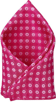 

His Honour Self Design Cotton Pocket Square, Pink;white