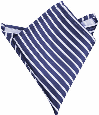 

Blacksmithh Striped Satin Pocket Square, Blue;white