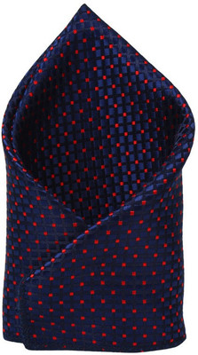 

His Honour Self Design Cotton Pocket Square, Navy blue