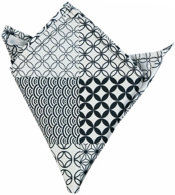 

Blacksmithh Japanese Circles Printed Design Geometric Print Satin Pocket Square, Black;white