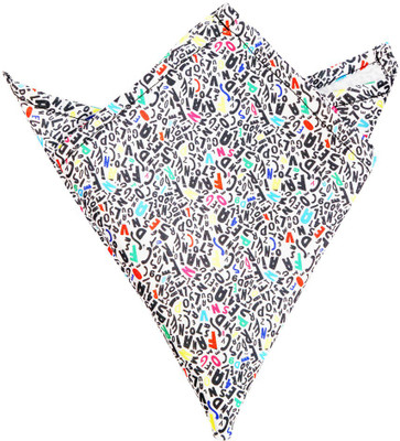 

Blacksmithh Alphabets Printed Design Graphic Print Satin Pocket Square, Black;white