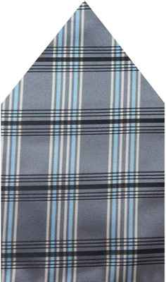 

Navaksha Checkered Microfibre Pocket Square, Silver